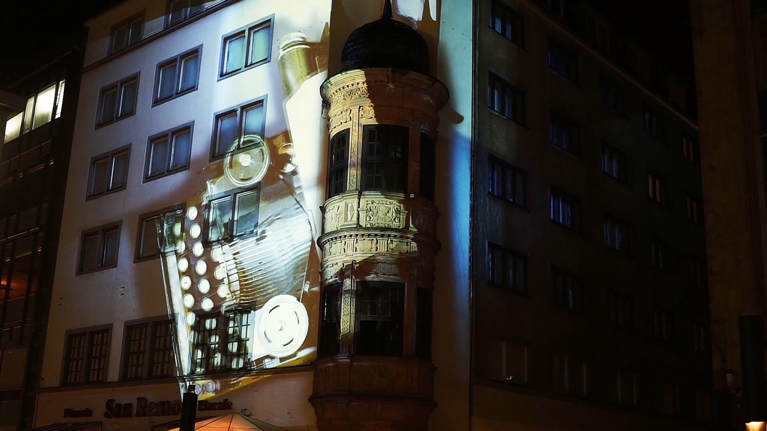RE:SORB — the projection mapping on the façade at Leipzig city centre 2014, view 2 of 3