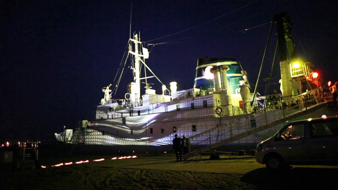 RE:SORB — the mapped stage at MS Stubnitz 2013, view 2 of 3